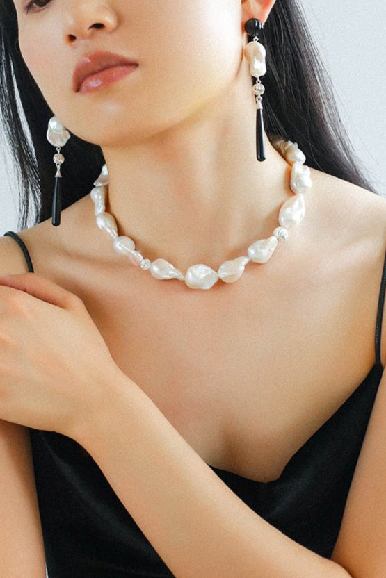 Classic Elegant Baroque Pearl Beaded Choker Necklace gembea jewelry