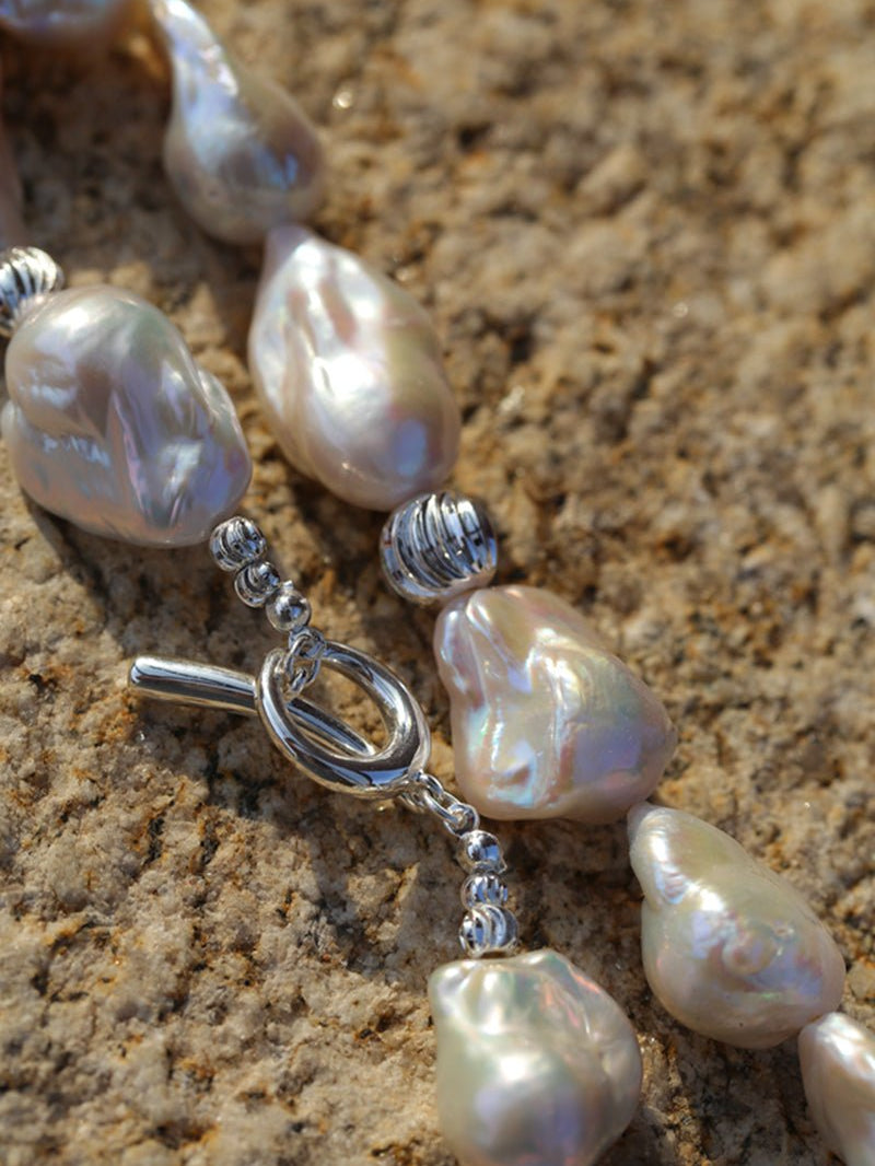 Classic Elegant Baroque Pearl Beaded Choker Necklace gembea jewelry