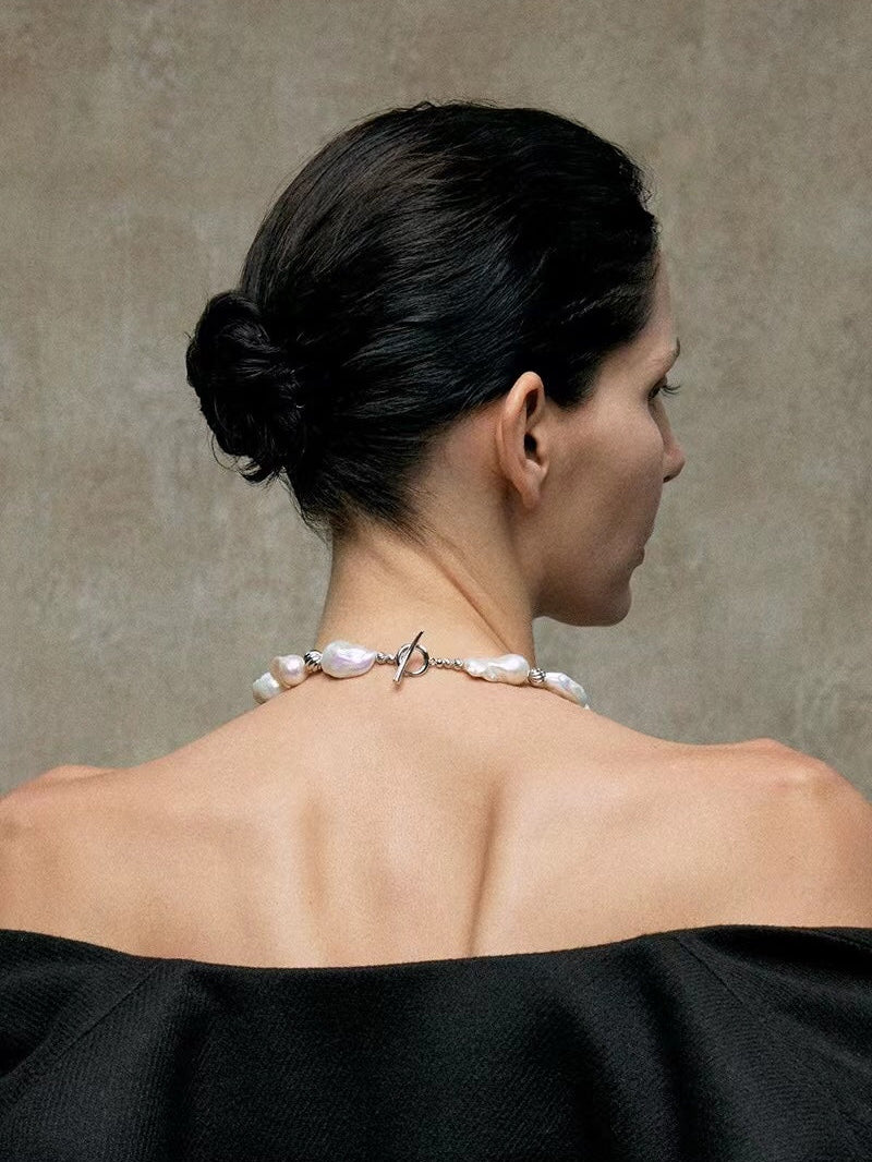 Classic Elegant Baroque Pearl Beaded Choker Necklace gembea jewelry