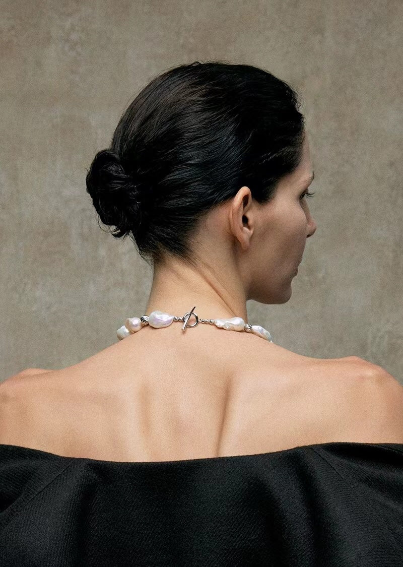 Classic Elegant Baroque Pearl Beaded Choker Necklace gembea jewelry