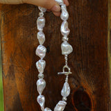Classic Elegant Baroque Pearl Beaded Choker Necklace gembea jewelry