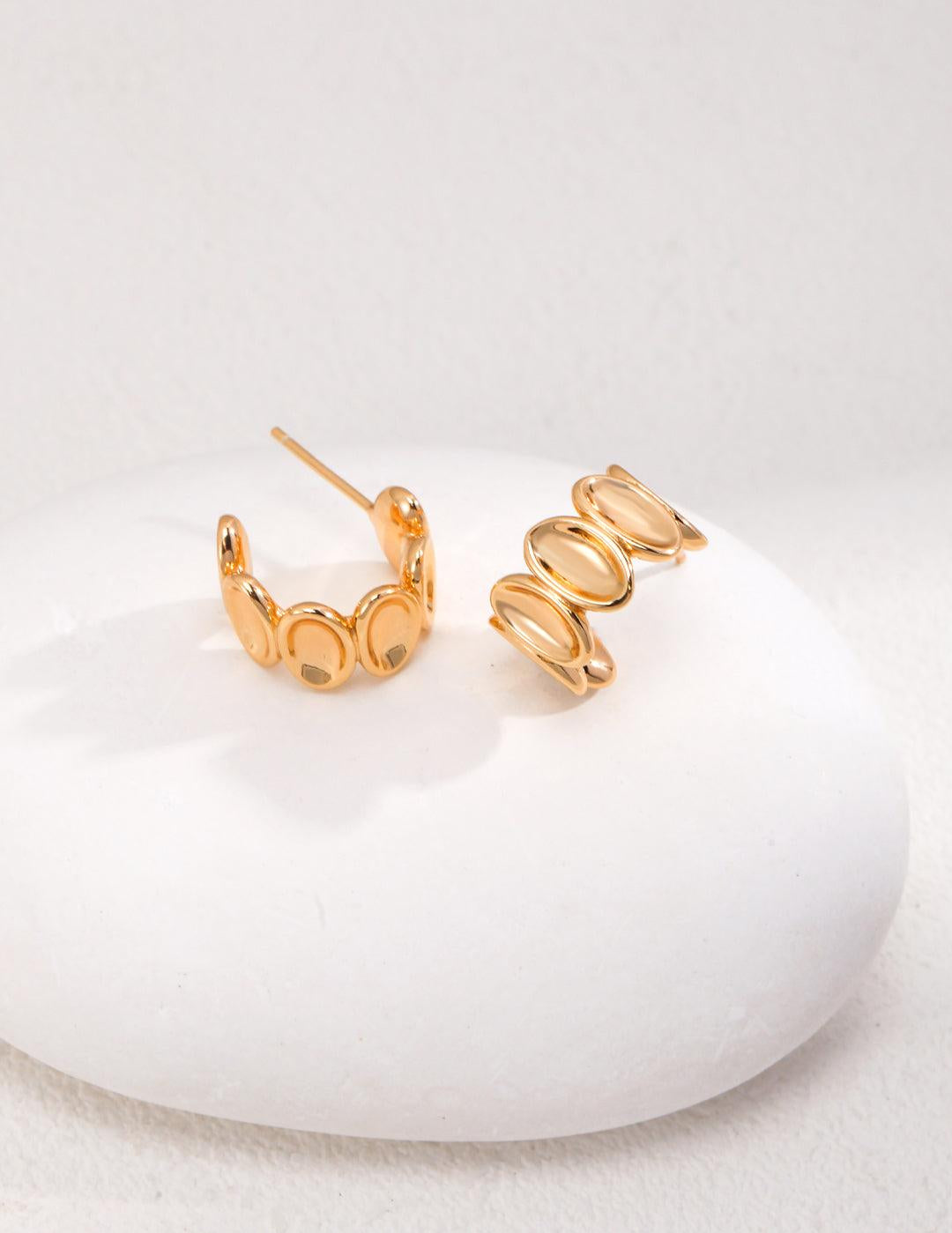 Stylish Classic Semi-round 18K Gold Earrings - Gembea Jewelry