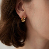 Stylish Classic Semi-round 18K Gold Earrings - Gembea Jewelry