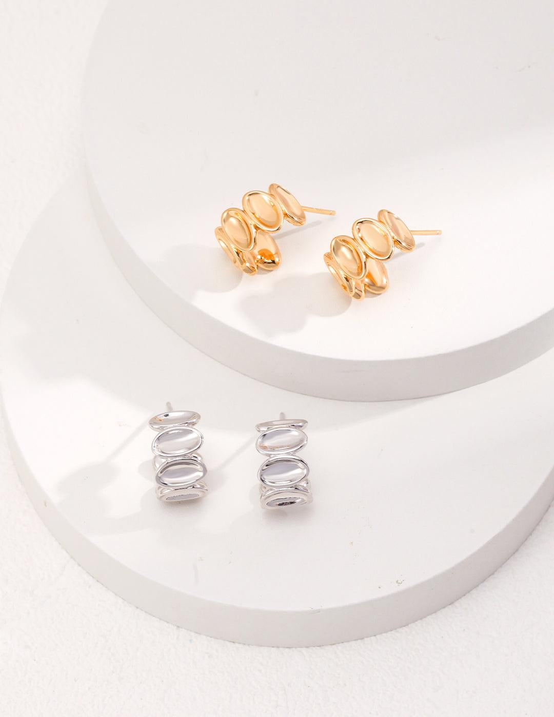 Stylish Classic Semi-round 18K Gold Earrings - Gembea Jewelry