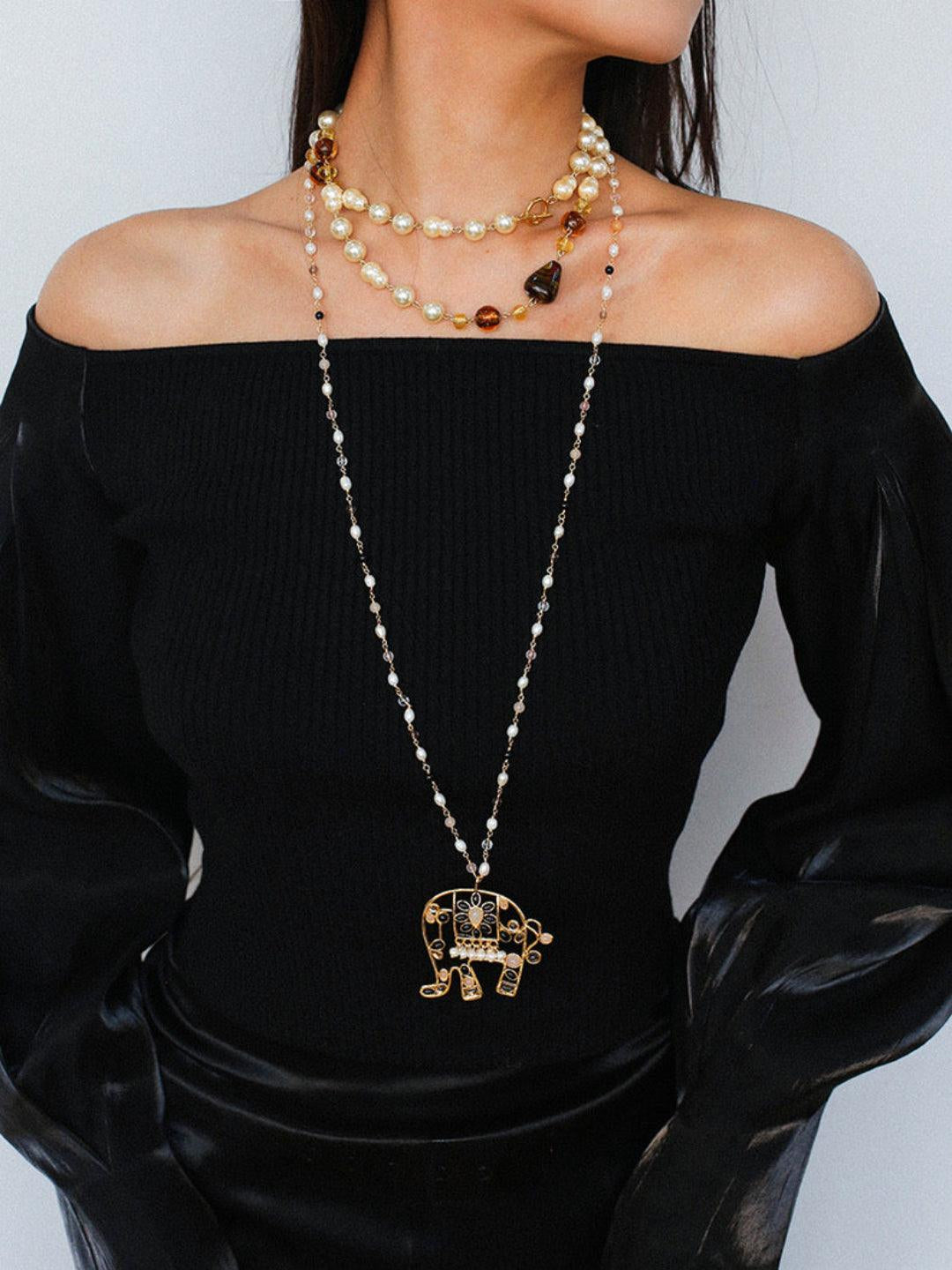 Classic Sweater Chain Pearl Necklace - Gembea Jewelry