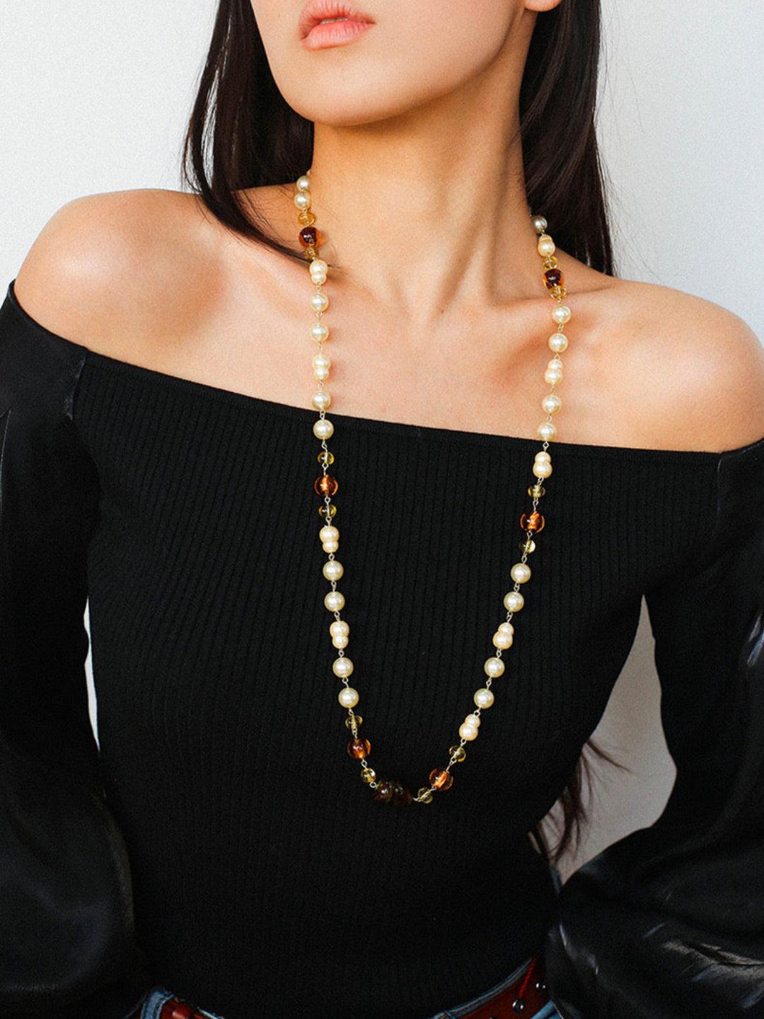 Classic Sweater Chain Pearl Necklace - Gembea Jewelry