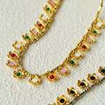 Colored Enamel Flower Pendant Choker Necklace gembea jewelry