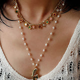 Colored Enamel Flower Pendant Choker Necklace gembea jewelry