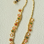 Colored Enamel Flower Pendant Choker Necklace gembea jewelry
