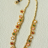 Colored Enamel Flower Pendant Choker Necklace gembea jewelry