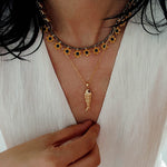 Colored Enamel Flower Pendant Choker Necklace gembea jewelry