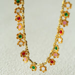 Colored Enamel Flower Pendant Choker Necklace gembea jewelry