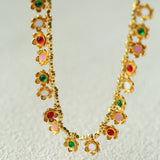 Colored Enamel Flower Pendant Choker Necklace gembea jewelry