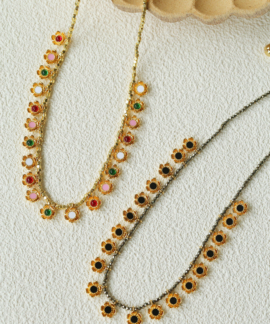 Colored Enamel Flower Pendant Choker Necklace gembea jewelry
