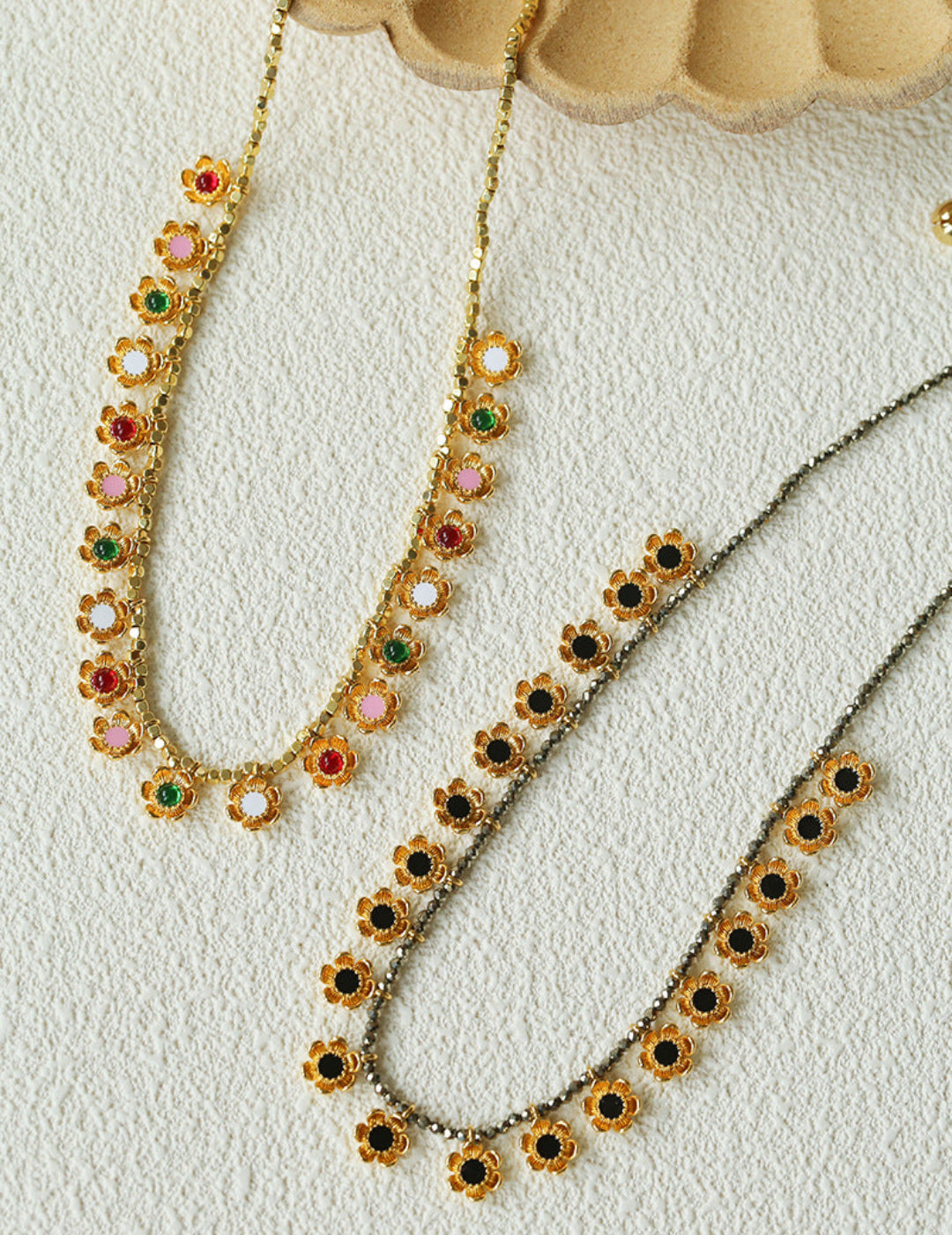 Colored Enamel Flower Pendant Choker Necklace gembea jewelry