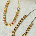 Colored Enamel Flower Pendant Choker Necklace gembea jewelry