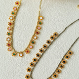 Colored Enamel Flower Pendant Choker Necklace gembea jewelry
