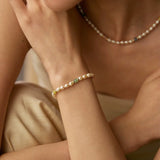 Colored Gemstone Rice Pearl Beaded Necklace
