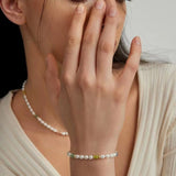 Colored Gemstone Rice Pearl Beaded Necklace