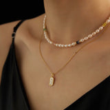 Colored Gemstone Rice Pearl Beaded Necklace