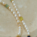 Colored Gemstone Rice Pearl Beaded Necklace