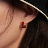 Colorfast Red Drop Glaze Enamel Hoops Earrings - Gembea Jewelry