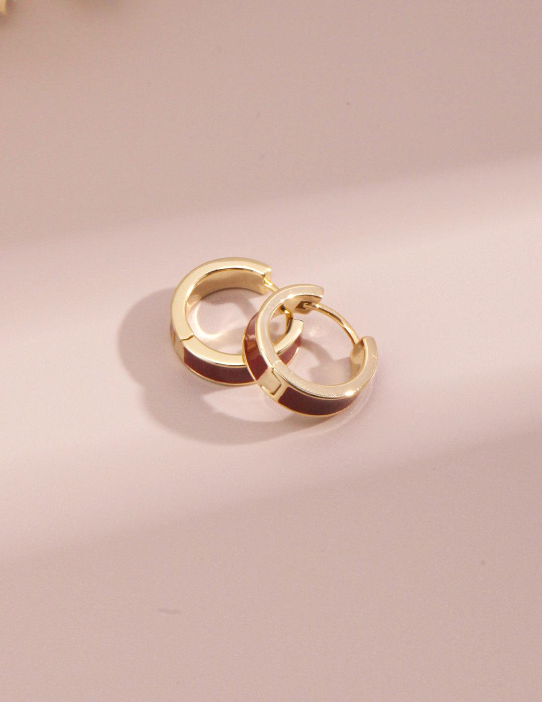 Colorfast Red Drop Glaze Enamel Hoops Earrings - Gembea Jewelry