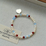 Colorful Agate Pearl Beaded Bracelet gembea jewelry