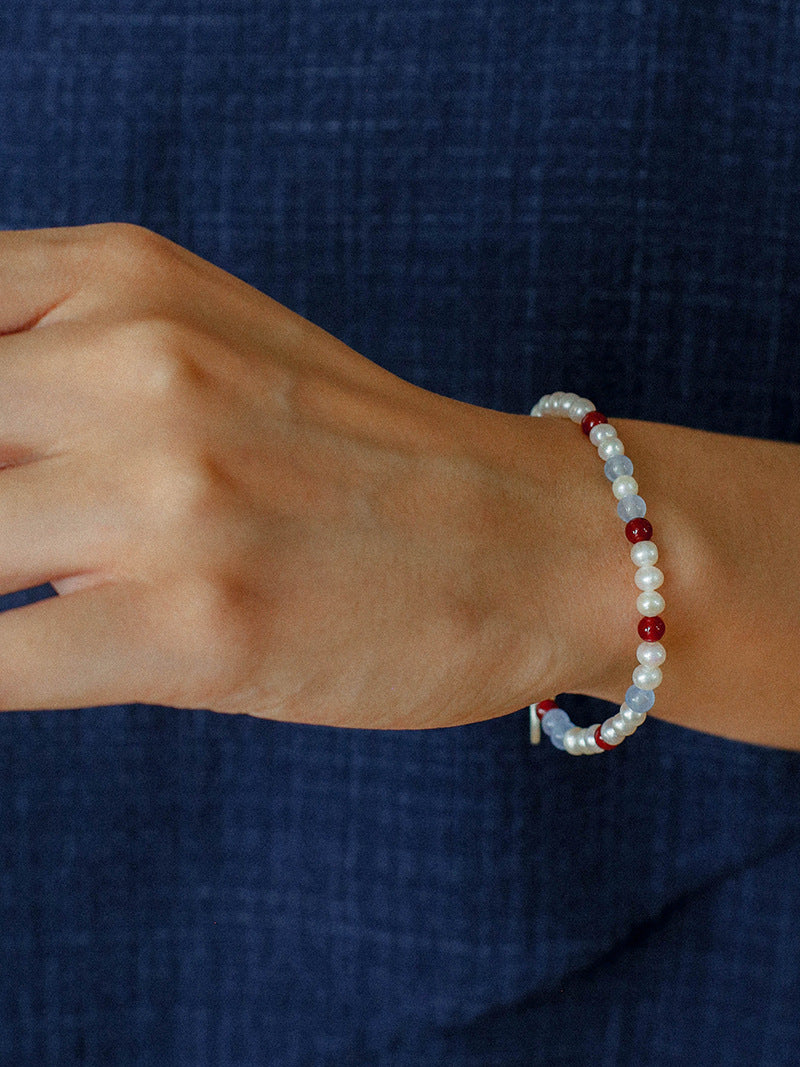 Colorful Agate Pearl Beaded Bracelet gembea jewelry