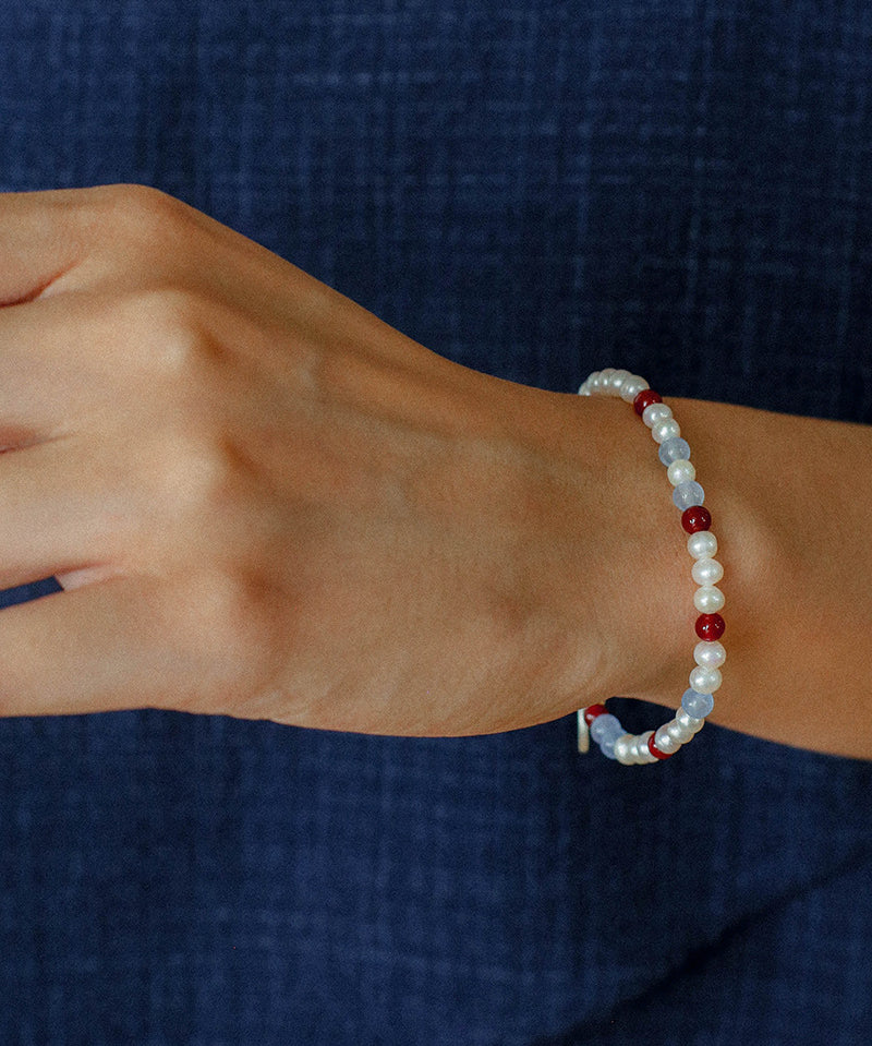Colorful Agate Pearl Beaded Bracelet gembea jewelry