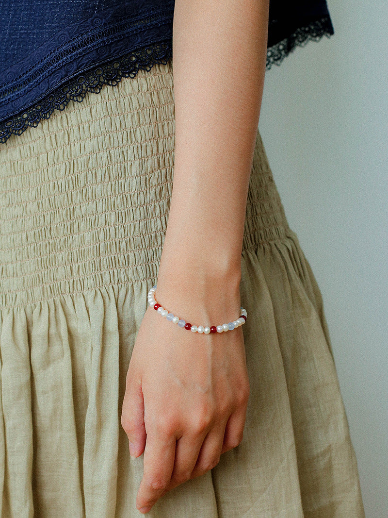 Colorful Agate Pearl Beaded Bracelet gembea jewelry