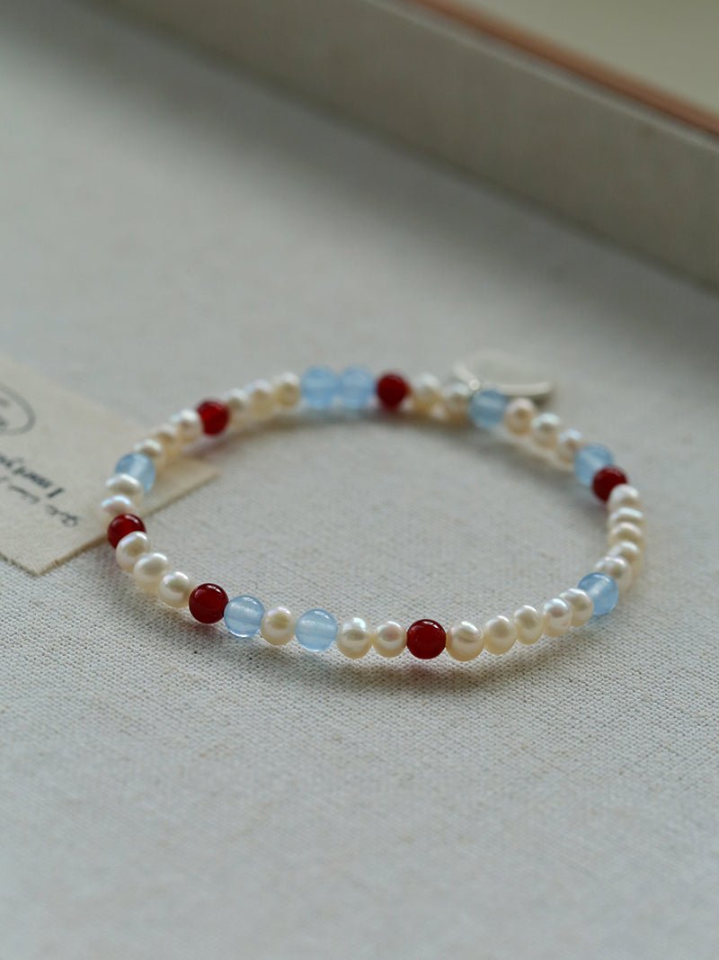 Colorful Agate Pearl Beaded Bracelet gembea jewelry