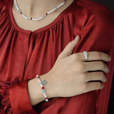 Colorful Agate Pearl Beaded Bracelet gembea jewelry