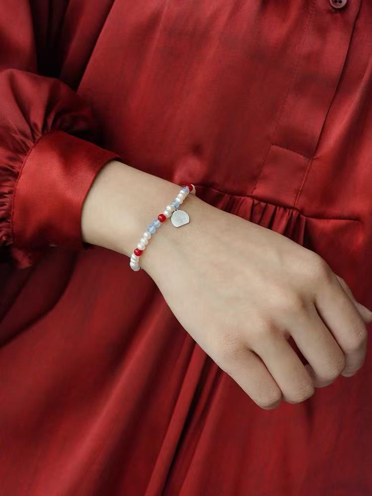 Colorful Agate Pearl Beaded Bracelet gembea jewelry