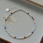 Colorful Agate Pearl Beaded Necklace gembea jewelry