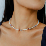Colorful Agate Pearl Beaded Necklace gembea jewelry