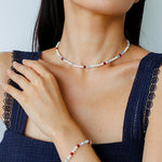 Colorful Agate Pearl Beaded Necklace gembea jewelry
