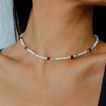 Colorful Agate Pearl Beaded Necklace gembea jewelry