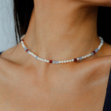 Colorful Agate Pearl Beaded Necklace gembea jewelry