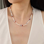 Colorful Agate Pearl Beaded Necklace gembea jewelry