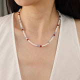 Colorful Agate Pearl Beaded Necklace gembea jewelry