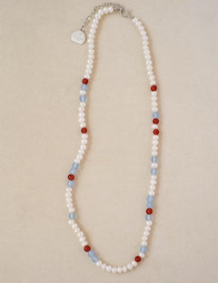 Colorful Agate Pearl Beaded Necklace gembea jewelry
