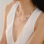 Colorful Agate Pearl Beaded Necklace gembea jewelry