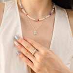 Colorful Agate Pearl Beaded Necklace gembea jewelry