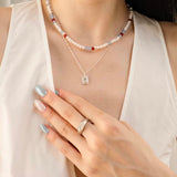 Colorful Agate Pearl Beaded Necklace gembea jewelry