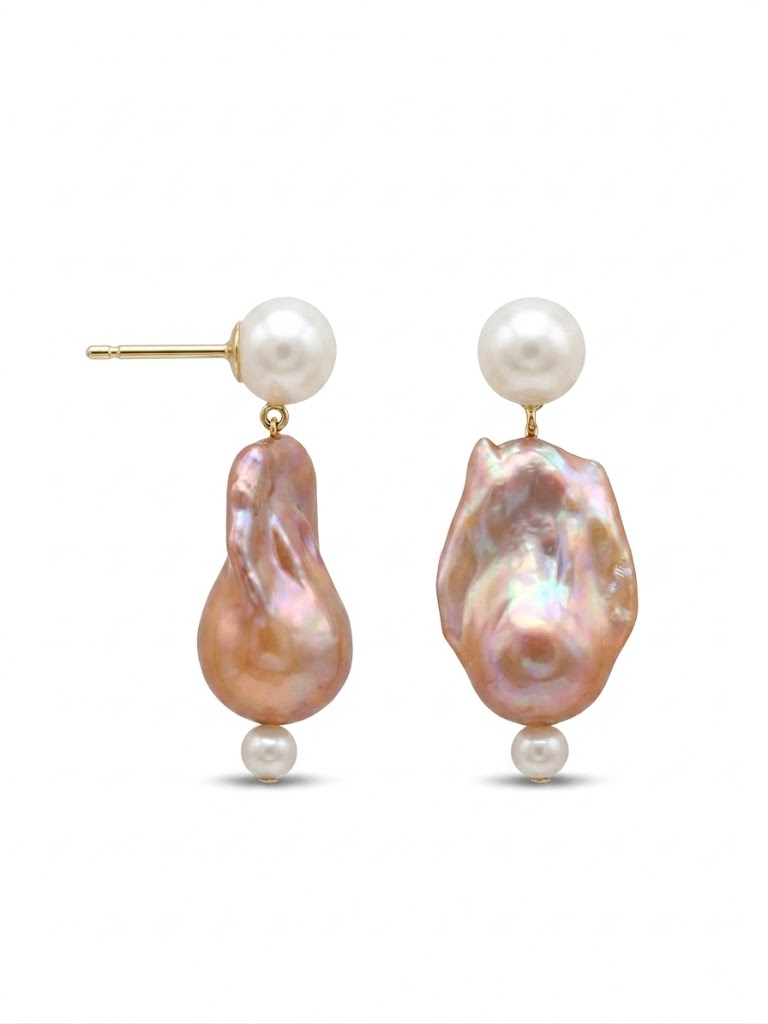Colorful Baroque Pearl Drop Earrings gembea jewelry