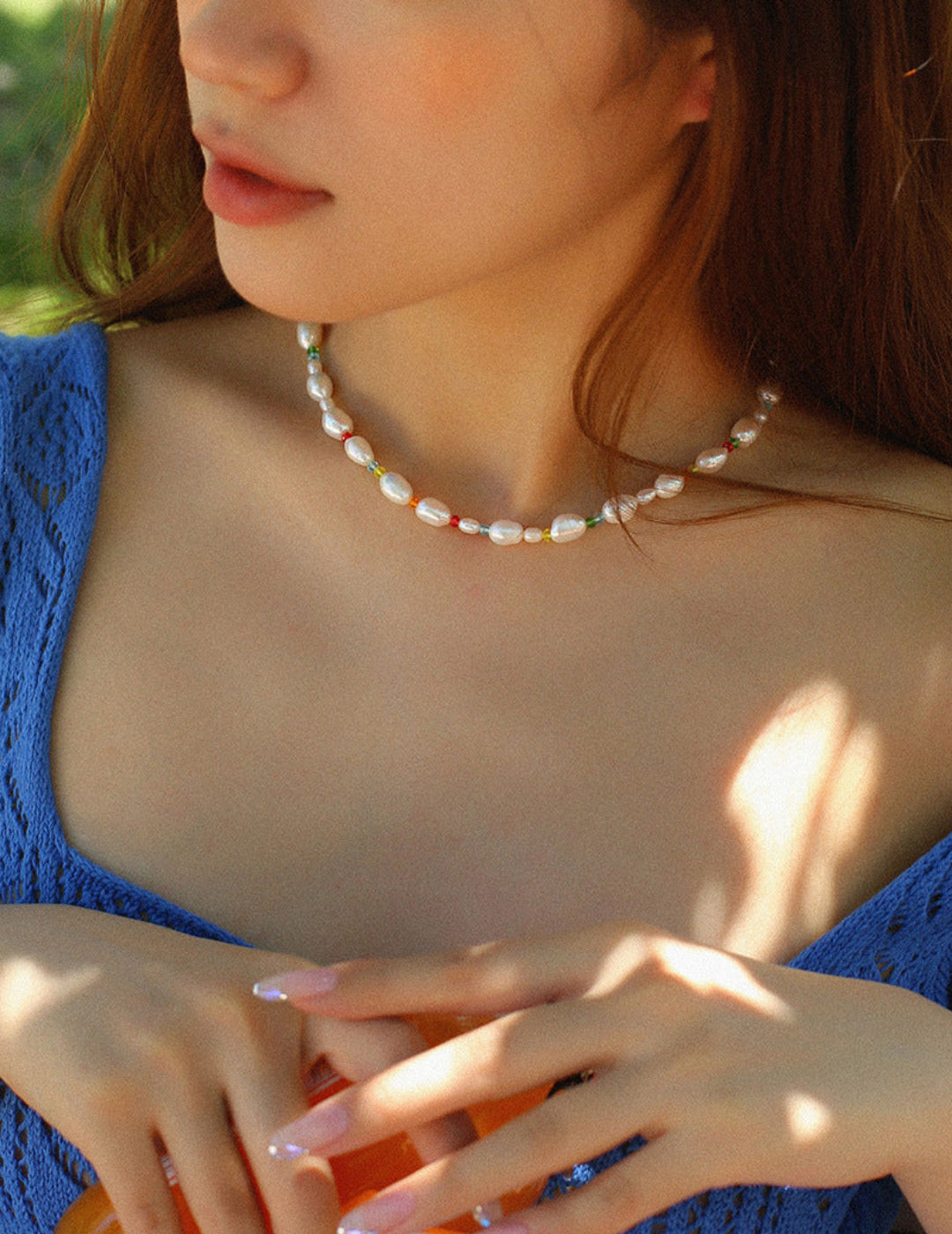 Colorful Beads Baroque Pearl Necklace-Gembea Jewelry