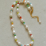 Colorful Beads Baroque Pearl Necklace-Gembea Jewelry