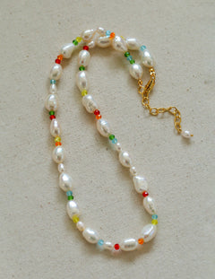 Colorful Beads Baroque Pearl Necklace-Gembea Jewelry