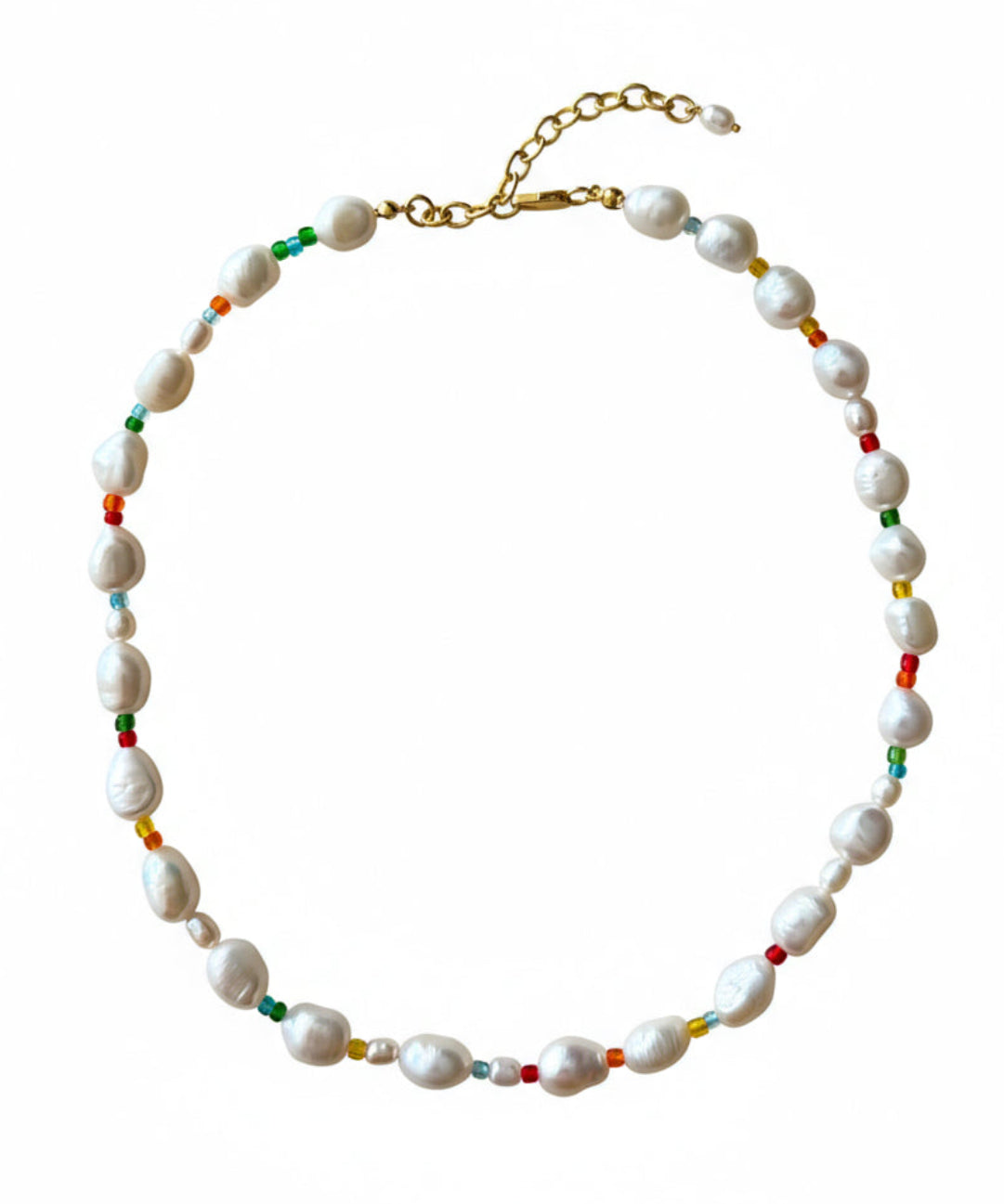 Colorful Beads Baroque Pearl Necklace gembea jewelry